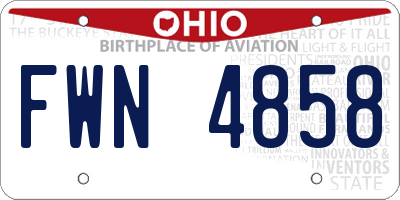 OH license plate FWN4858