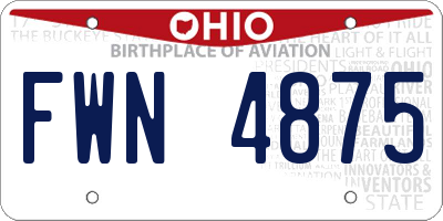 OH license plate FWN4875