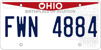 OH license plate FWN4884