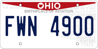 OH license plate FWN4900