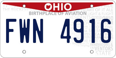 OH license plate FWN4916