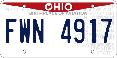 OH license plate FWN4917