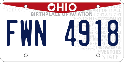 OH license plate FWN4918