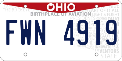 OH license plate FWN4919
