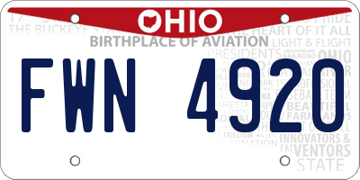 OH license plate FWN4920