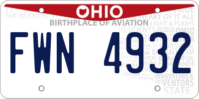 OH license plate FWN4932
