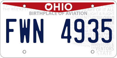 OH license plate FWN4935