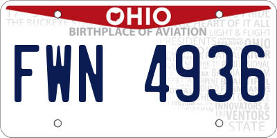 OH license plate FWN4936