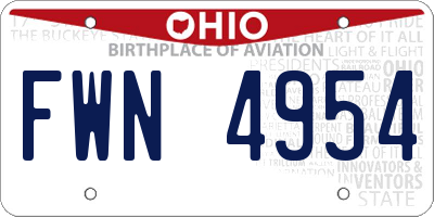 OH license plate FWN4954