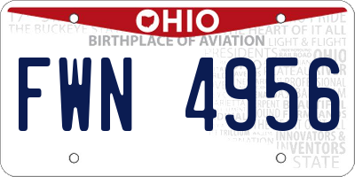 OH license plate FWN4956