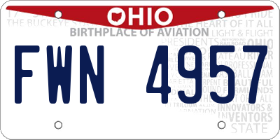 OH license plate FWN4957