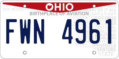 OH license plate FWN4961