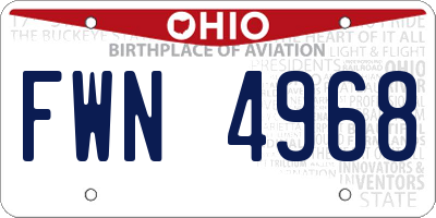 OH license plate FWN4968