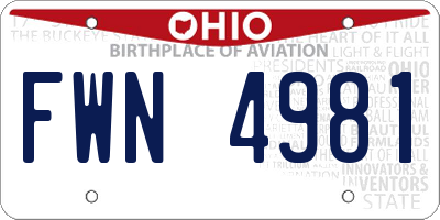 OH license plate FWN4981