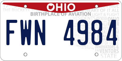 OH license plate FWN4984