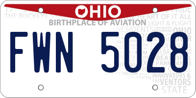 OH license plate FWN5028