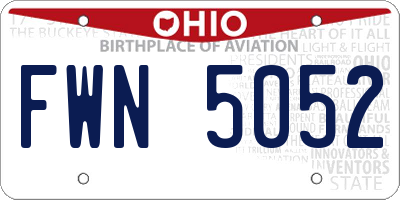 OH license plate FWN5052