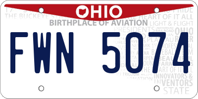 OH license plate FWN5074