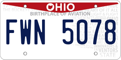 OH license plate FWN5078