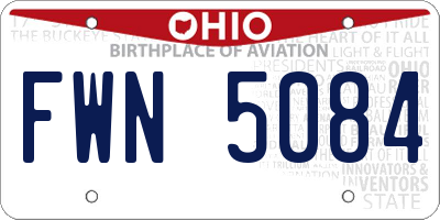 OH license plate FWN5084