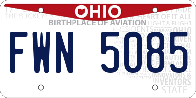 OH license plate FWN5085