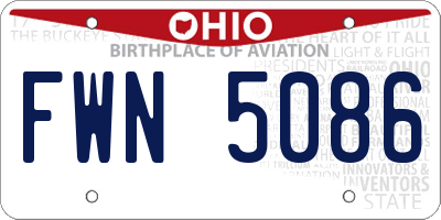 OH license plate FWN5086