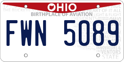OH license plate FWN5089