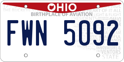 OH license plate FWN5092