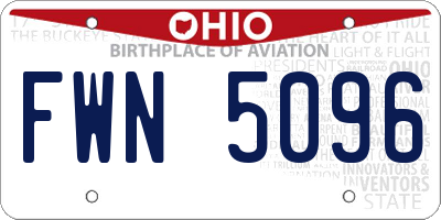 OH license plate FWN5096