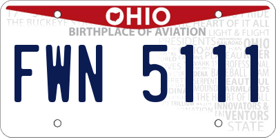 OH license plate FWN5111