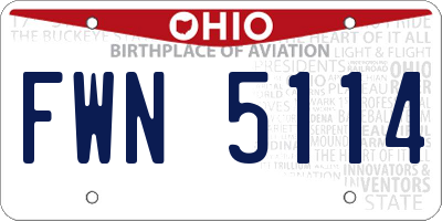 OH license plate FWN5114