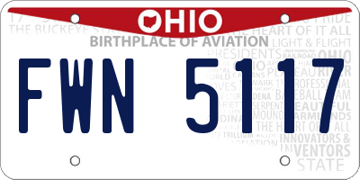 OH license plate FWN5117