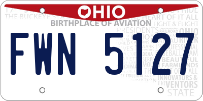 OH license plate FWN5127