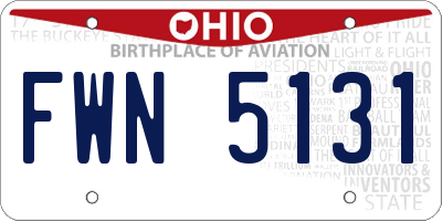 OH license plate FWN5131