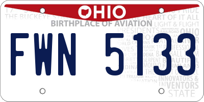 OH license plate FWN5133