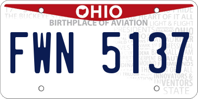 OH license plate FWN5137