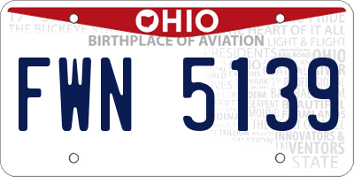 OH license plate FWN5139