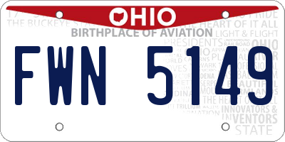 OH license plate FWN5149