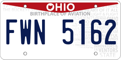 OH license plate FWN5162