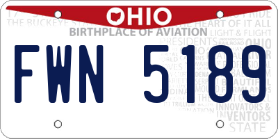 OH license plate FWN5189