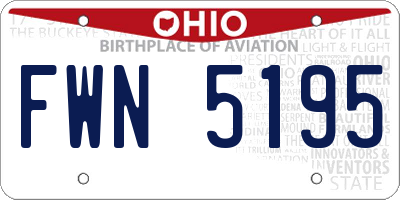 OH license plate FWN5195