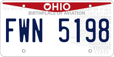 OH license plate FWN5198