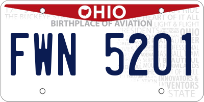 OH license plate FWN5201