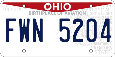 OH license plate FWN5204