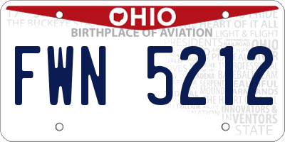 OH license plate FWN5212