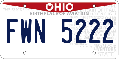 OH license plate FWN5222