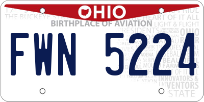 OH license plate FWN5224