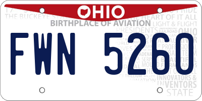 OH license plate FWN5260