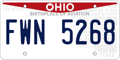 OH license plate FWN5268