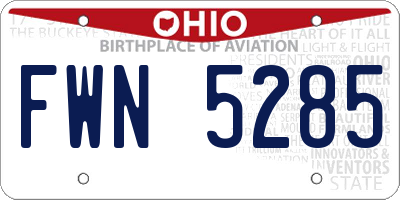OH license plate FWN5285